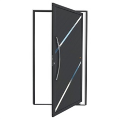 Porta Pivotante Esquerda Duna Super 25 com Lambri E Puxador em Alumínio 210x100cm Cinza - Brimak