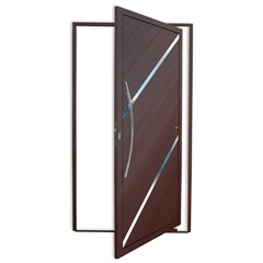 Porta Pivotante Esquerda Duna Super 25 com Lambri E Puxador em Alumínio 210x100cm Corten - Brimak