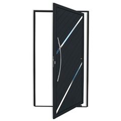 Porta Pivotante Esquerda Duna Super 25 com Lambri E Puxador em Alumínio 210x100cm Preta - Brimak