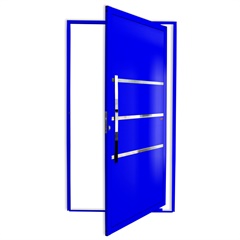 Porta Pivotante Esquerda Evolution Super 25 com Lambri e Puxador em Alumínio 210x100cm Azul