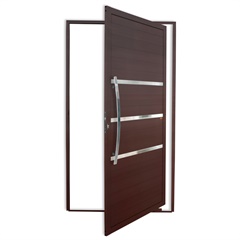 Porta Pivotante Esquerda Evolution Super 25 com Lambri e Puxador em Alumínio 210x100cm Corten