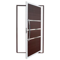 Porta Pivotante Esquerda Evolution Super 25 com Lambri e Puxador em Alumínio 210x100cm Mix Corten