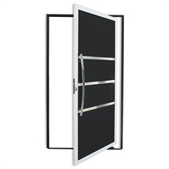 Porta Pivotante Esquerda Evolution Super 25 com Lambri E Puxador em Alumínio 210x100cm Mix Preto - Brimak