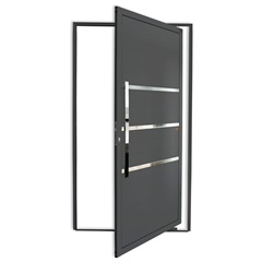 Porta Pivotante Esquerda Evolution Super 25 com Lambri E Puxador em Alumínio 210x120cm Cinza - Brimak