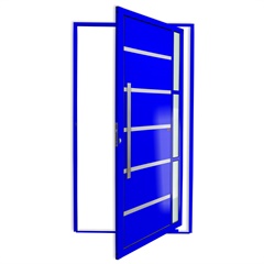 Porta Pivotante Esquerda Miraggio Super 25 com Lambri E Puxador em Alumínio 210x100cm Azul - Brimak