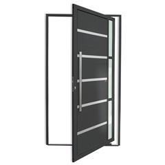 Porta Pivotante Esquerda Miraggio Super 25 com Lambri E Puxador em Alumínio 210x100cm Cinza - Brimak