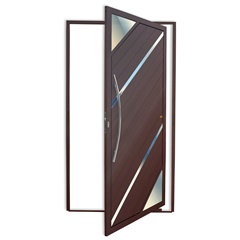 Porta Pivotante Esquerda Oasis Super 2 com Lambri E Puxador em Alumínio 210x100cm Corten - Brimak