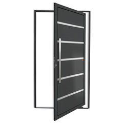 Porta Pivotante Esquerda Premium Super 25 com Lambri E Puxador em Alumínio 210x100cm Cinza - Brimak