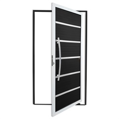 Porta Pivotante Esquerda Premium Super 25 com Lambril e Puxador em Alumínio 210x100cm Mix Preto