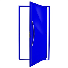 Porta Pivotante Esquerda Savana Super 25 com Lambri E Puxador em Alumínio 210x100cm Azul - Brimak