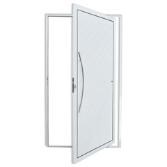 Porta Pivotante Esquerda Savana Super 25 com Lambri E Puxador em Alumínio 210x100cm Branca - Brimak