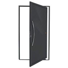 Porta Pivotante Esquerda Savana Super 25 com Lambri E Puxador em Alumínio 210x100cm Cinza - Brimak