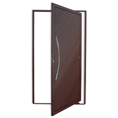 Porta Pivotante Esquerda Savana Super 25 com Lambri E Puxador em Alumínio 210x100cm Corten - Brimak