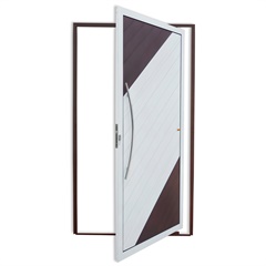 Porta Pivotante Esquerda Savana Super 25 com Lambri E Puxador em Alumínio 210x100cm Mix Corten - Brimak