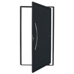 Porta Pivotante Esquerda Savana Super 25 com Lambri E Puxador em Alumínio 210x100cm Preta - Brimak