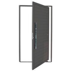 Porta Pivotante Esquerda Super 25 com Lambri E Puxador em Alumínio 210x100cm Cinza - Brimak