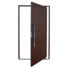 Porta Pivotante Esquerda Super 25 com Lambri e Puxador em Alumínio 210x100cm Corten