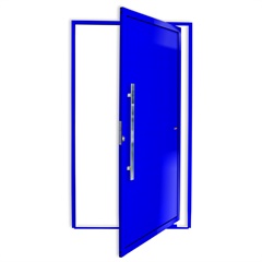 Porta Pivotante Esquerda Super 25 com Lambri e Puxador em Alumínio 210x120cm Azul