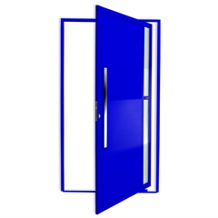 Porta Pivotante Esquerda Visione Super 25 com Lambri e Puxador em Alumínio 210x100cm Azul