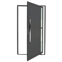 Porta Pivotante Esquerda Visione Super 25 com Lambri E Puxador em Alumínio 210x100cm Cinza - Brimak