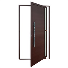 Porta Pivotante Esquerda Visione Super 25 com Lambri e Puxador em Alumínio 210x100cm Corten