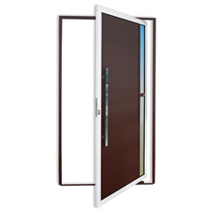 Porta Pivotante Esquerda Visione Super 25 com Lambri e Puxador em Alumínio 210x100cm Mix Corten