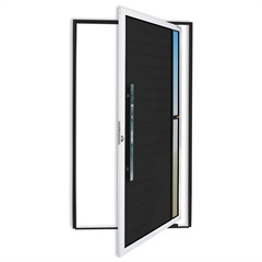 Porta Pivotante Esquerda Visione Super 25 com Lambri E Puxador em Alumínio 210x120cm Mix Preto - Brimak