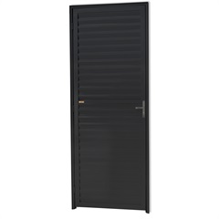 Porta Veneziana Direita em Alumínio Linha 25 210x80cm Preta - Brimak