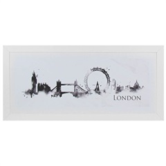 Quadro Telado em MDF Cidade Londres 36x76cm Branco