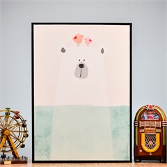 Quadro Urso E Pássaros 50x70cm Colorido - Casa Etna