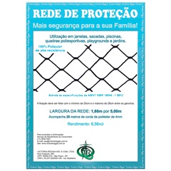 Rede de Proteção em Poliéster Protec 160cm com 5 Metros Preta - Protej