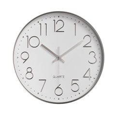 Relógio de Parede 30cm Branco E Prata - Casanova