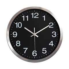 Relógio de Parede 30cm Preto E Prata - Casanova