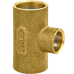 Tê em Latão de Redução com Solda 28x22x28mm Dourado