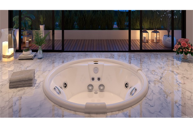 Banheira Redonda com Aquecedor 12 Jatos Paola P2 150x150cm Branca - Jacuzzi