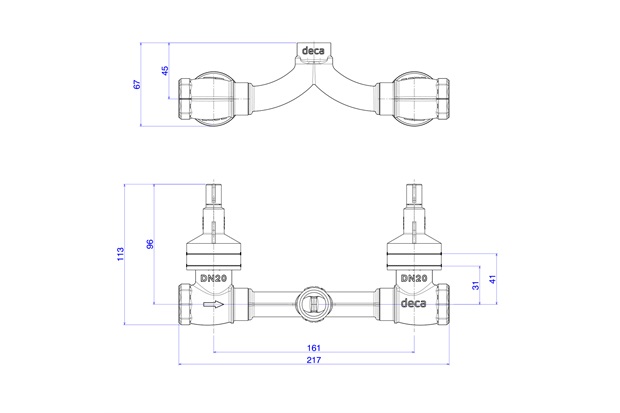 Base para Misturador de Ducha com Entrada Horizontal 3/4'' Cobreada - Deca 