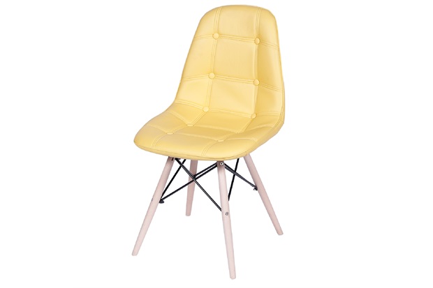 Cadeira Eames Botonê com Base em Madeira 43x44cm Amarela - Ór Design