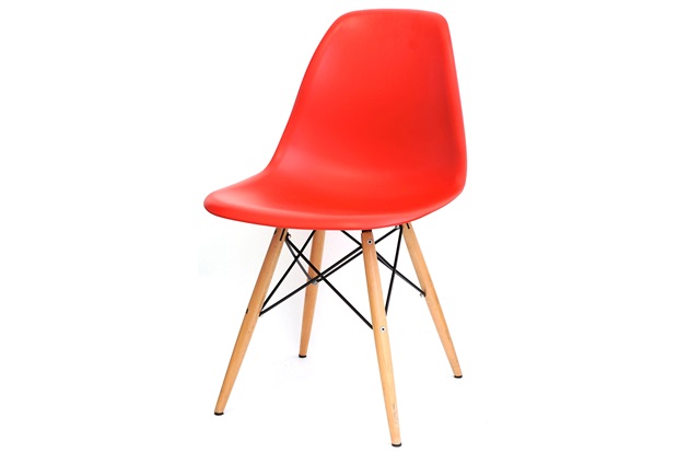Cadeira Eames com Base em Madeira 46x46,5cm Vermelha - Ór Design