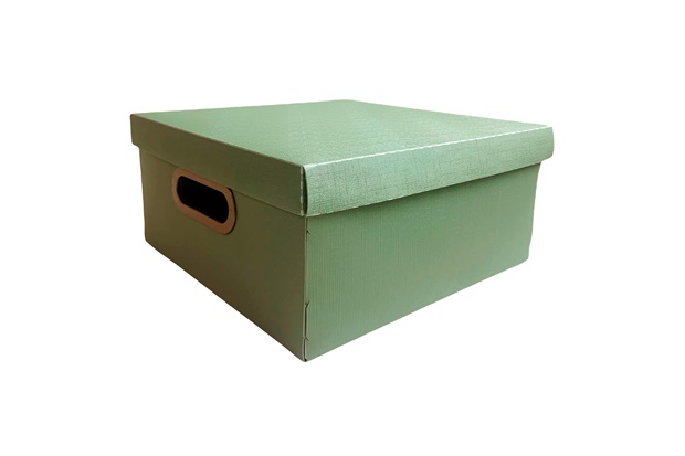 Caixa Organizadora com Tampa Linho Grande Olive 36x36cm - Dello