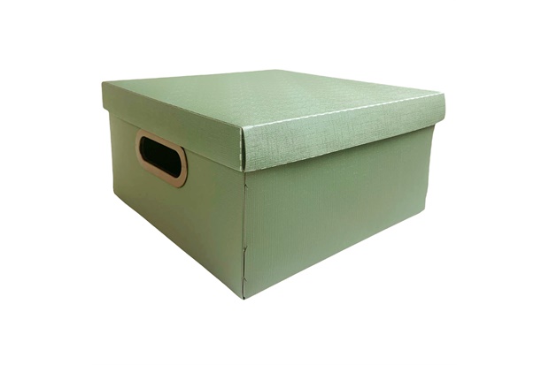 Caixa Organizadora com Tampa Linho Média Olive 30x30cm - Dello