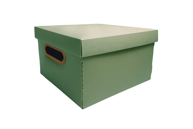 Caixa Organizadora com Tampa Linho Pequena Verde Olive 26x26cm - Dello