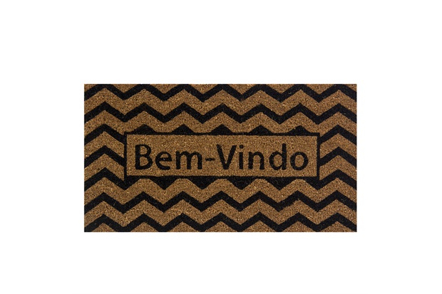 Capacho Fibra de Coco Retangular 60x33cm Zigzag Preto - Uzoo