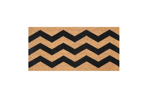 Capacho Fibra de Coco Retangular Slim Zigzag Preto 70x33cm - Uzoo