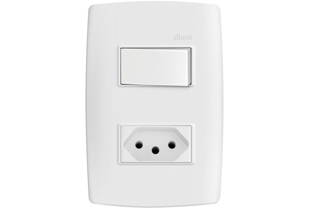 Conjunto 1 Interruptor Paralelo + 1 Tomada 10a 250v Simon 30 Branco - Simon