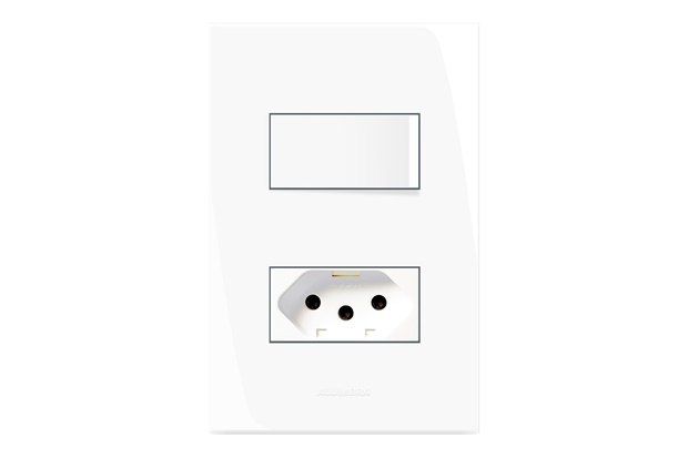 Conjunto 1 Interruptor Simples + 1 Tomada 2p+T 10a 250v Inova Pro com Placa 4x2 Branco - Alumbra