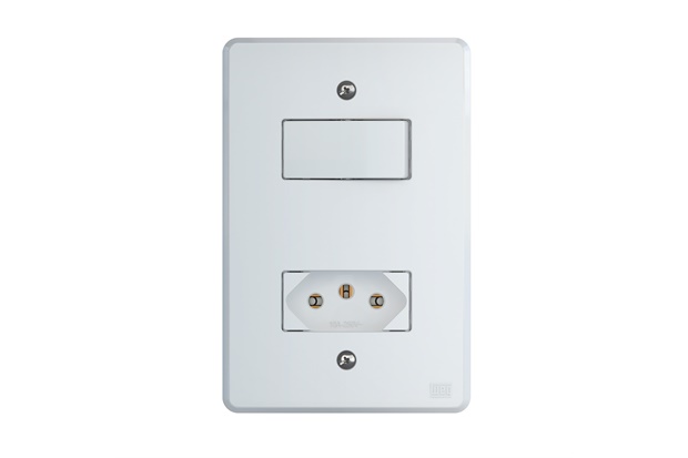 Conjunto 1 Interruptor Simples + Tomada 10a Pl4x2 Equille Branco - WEG