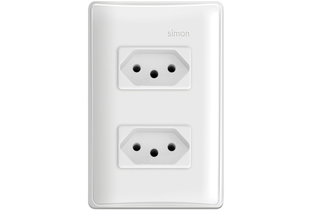 Conjunto 2 Tomadas 2 Polos + Terra Separadas 10a 250v Simon 19 Branco - Simon