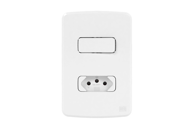 Conjunto de 1 Interruptor Paralelo E Tomada 10a Pl4x2 Composé Branco - WEG