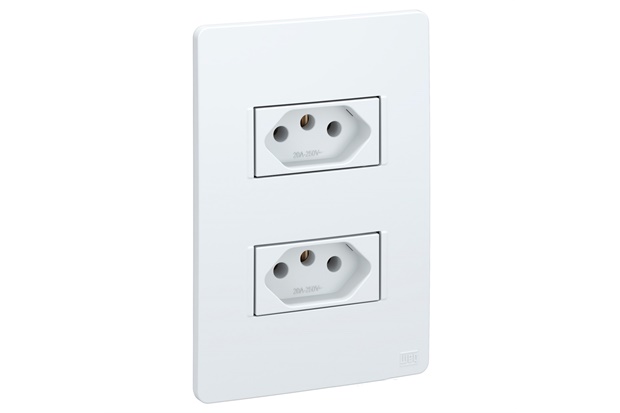 Conjunto de 2 Tomadas 2p+T 20a 250v com Placa 4x2 Essata Branco - WEG