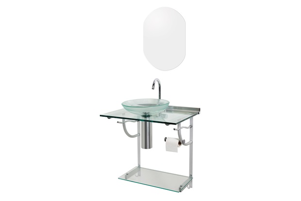 Conjunto Lavabo em Vidro Cris Space 74,5x62,5cm Transparente - Cris Metal